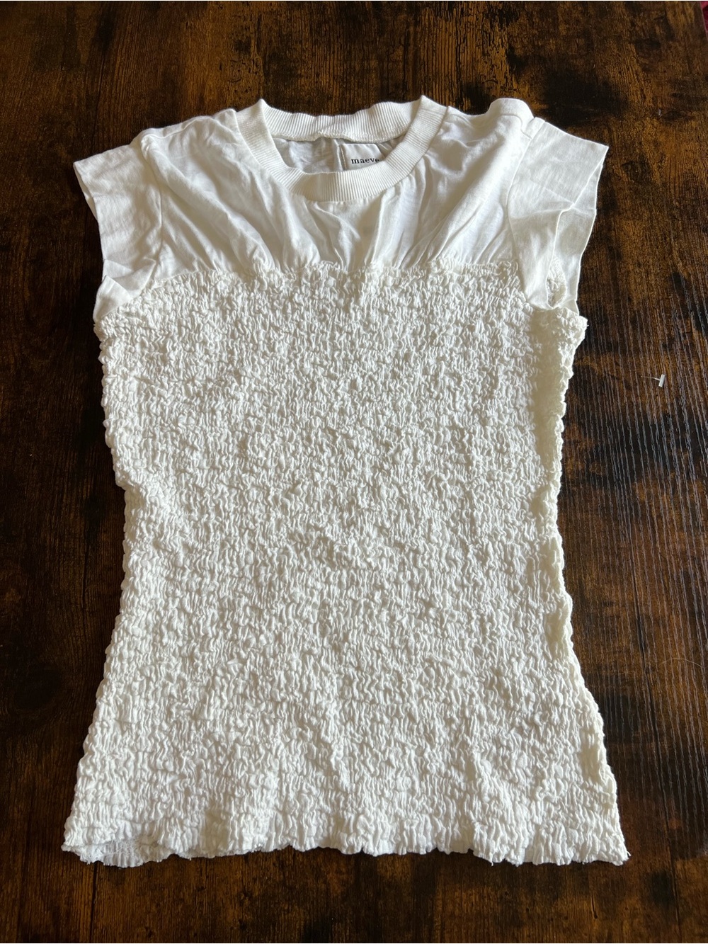 Maeve White Smocked Tank Top NWT